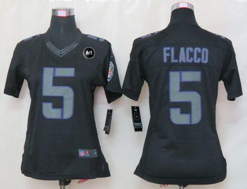 Jerseys Factory Cheap Nike Ravens #5 Joe Flacco Black Impact Wit
