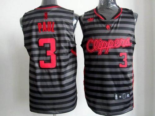 Jerseys Factory Cheap Clippers #3 Chris Paul Black/Grey Groove E