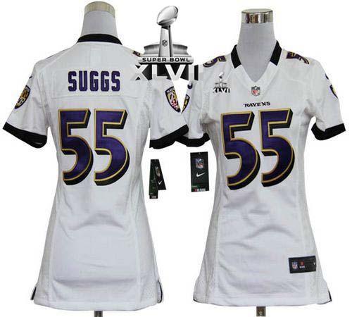 Jerseys Factory Cheap Nike Ravens #55 Terrell Suggs White Super