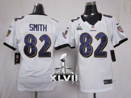 Jerseys Factory Cheap Nike Ravens #82 Torrey Smith White Super B