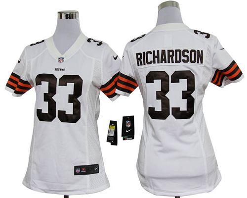 Jerseys Factory Cheap Nike Browns #33 Trent Richardson White Wom