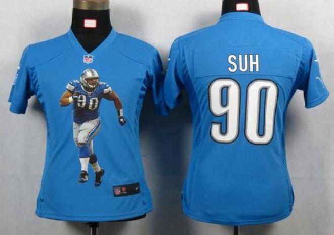 Jerseys Factory Cheap Nike Lions #90 Ndamukong Suh Light Blue Te