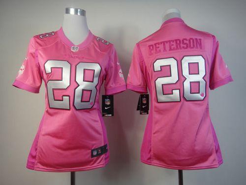 Jerseys Factory Cheap Nike Vikings #28 Adrian Peterson Pink Wome