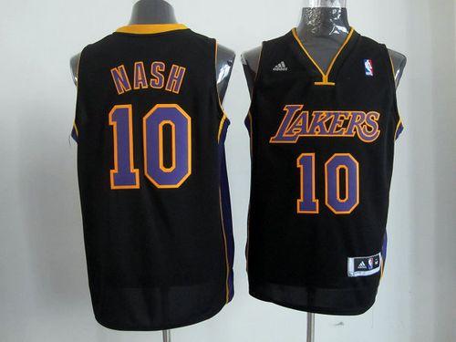 Jerseys Factory Cheap Lakers #10 Steve Nash Black(Purple NO.) Em