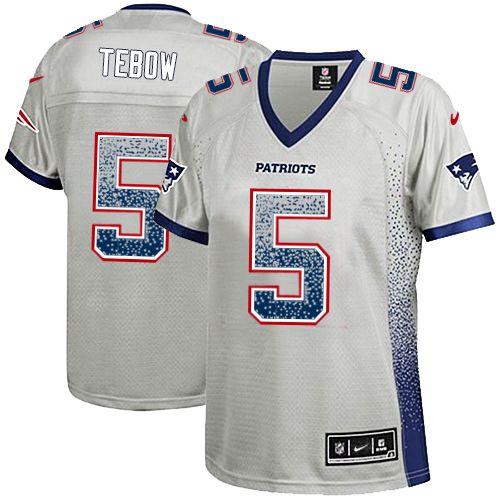 Jerseys Factory Cheap Nike Patriots #5 Tim Tebow Grey Women's Em