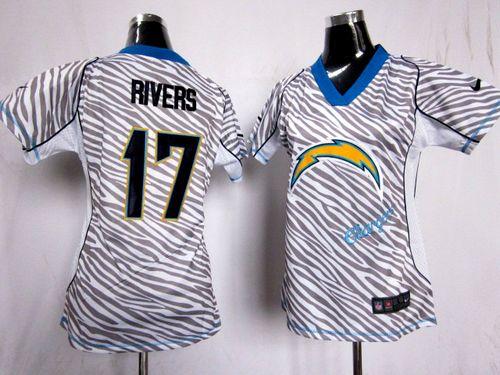 Jerseys Factory Cheap Nike Chargers #17 Philip Rivers Zebra Wome