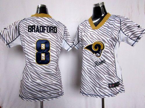 Jerseys Factory Cheap Nike Rams #8 Sam Bradford Zebra Women's Em