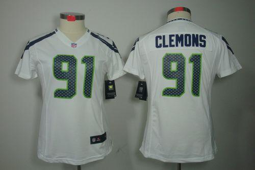 Jerseys Factory Cheap Nike Seahawks #91 Chris Clemons White Wome