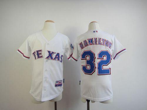 Jerseys Factory Cheap Rangers #32 Josh Hamilton White 2010 World