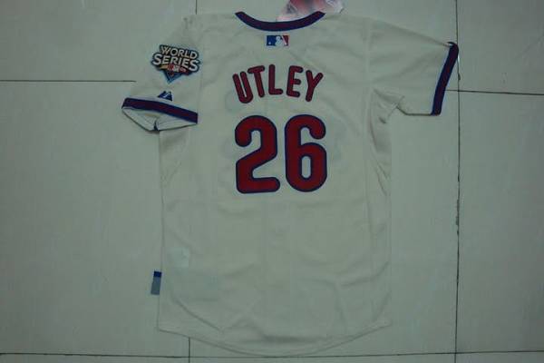 Jerseys Factory Cheap Phillies #26 Chase Utley Embroidered Cream