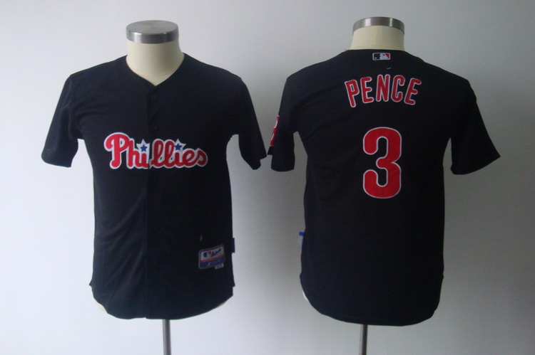 Jerseys Factory Cheap Phillies #3 Hunter Pence Black Embroidered