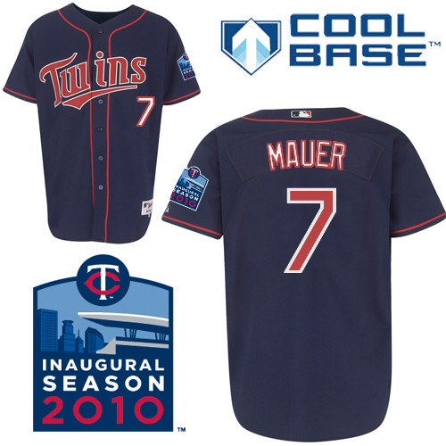 Jerseys Factory Cheap Twins #7 Joe Mauer Embroidered Navy Blue C