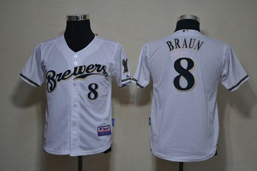 Jerseys Factory Cheap Brewers #8 Ryan Braun White Cool Base Embr