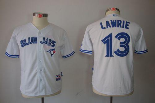 Jerseys Factory Cheap Blue Jays #13 Brett Lawrie White New Cool