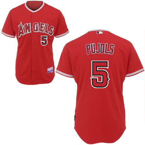 Jerseys Factory Cheap Angels #5 Albert Pujols Red Embroidered Yo