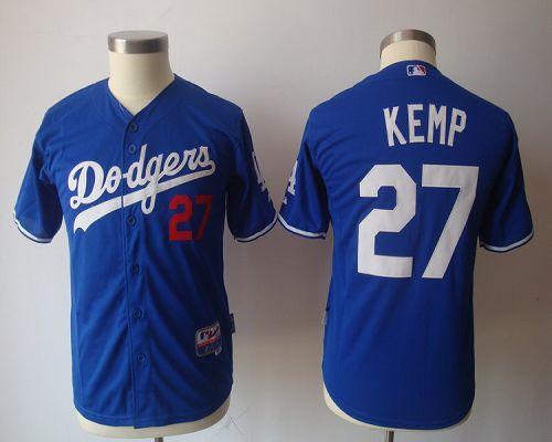 Jerseys Factory Cheap Dodgers #27 Matt Kemp Blue Embroidered You