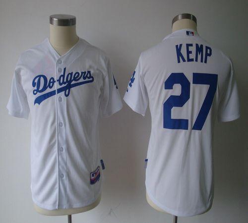 Jerseys Factory Cheap Dodgers #27 Matt Kemp White Cool Base Embr