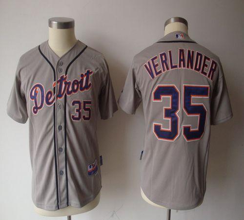 Jerseys Factory Cheap Tigers #35 Justin Verlander Grey Cool Base