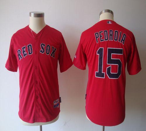 Jerseys Factory Cheap Red Sox #15 Dustin Pedroia Red Cool Base E