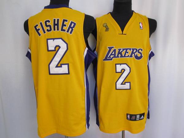Jerseys Factory Cheap Lakers #2 Derek Fisher Embroidered Yellow