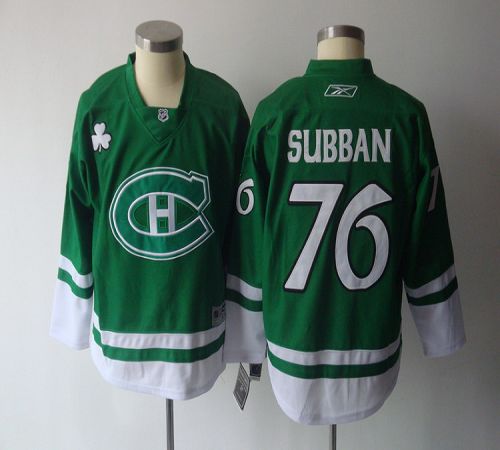 Jerseys Factory Cheap Canadiens #76 P.K. Subban Green St. Patty'