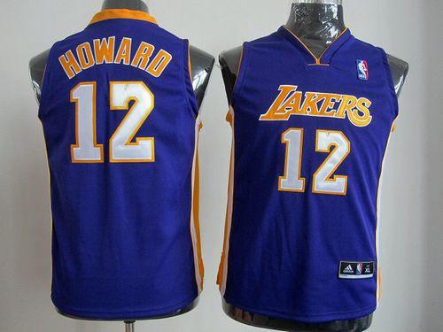 Jerseys Factory Cheap Revolution 30 Lakers #12 Dwight Howard Pur