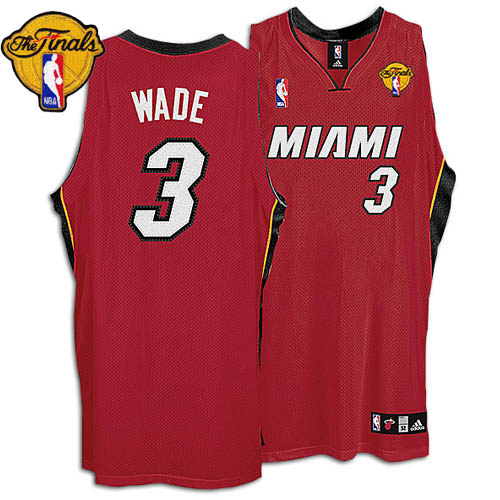 Jerseys Factory Cheap Heat Finals Patch #3 Dwyane Wade Red Embro