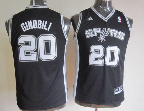 Jerseys Factory Cheap Spurs #20 Manu Ginobili Black Youth Embroi