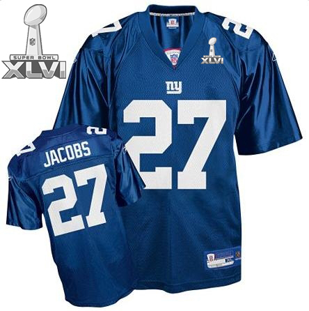 Jerseys Factory Cheap Giants #27 Brandon Jacobs Blue Super Bowl