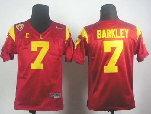 Jerseys Factory Cheap Trojans #7 Matt Barkley Red PAC-12 C Patch
