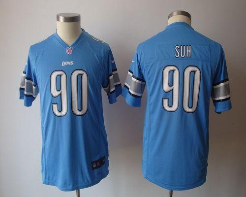 Jerseys Factory Cheap Nike Lions #90 Ndamukong Suh Light Blue Te