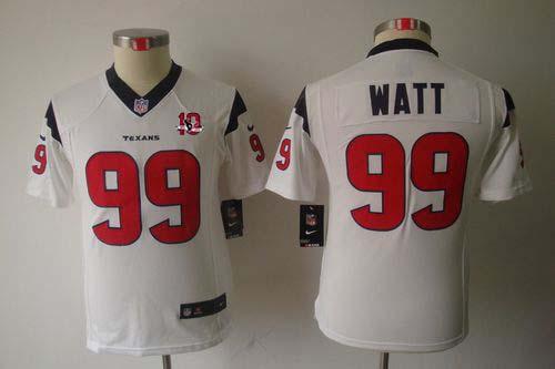 Jerseys Factory Cheap Nike Texans #99 J.J. Watt White With 10TH