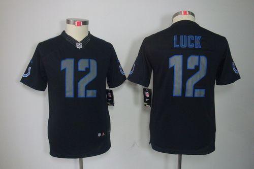 Jerseys Factory Cheap Nike Colts #12 Andrew Luck Black Impact Yo