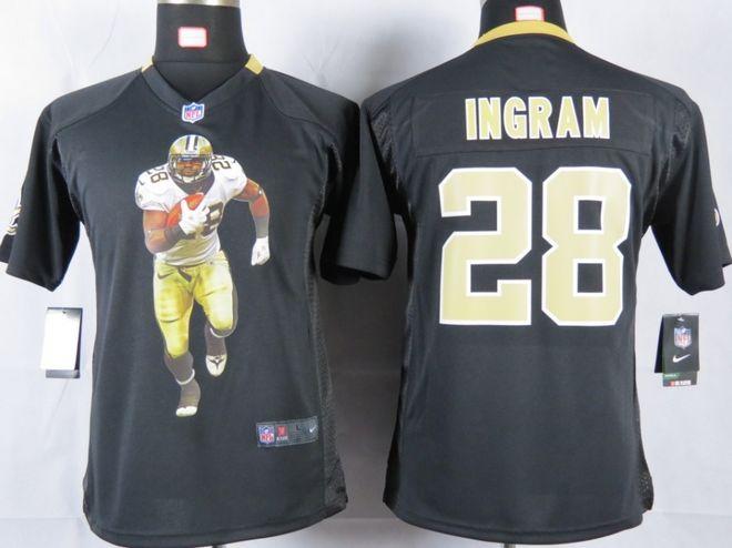 Jerseys Factory Cheap Nike Saints #28 Mark Ingram Black Team Col