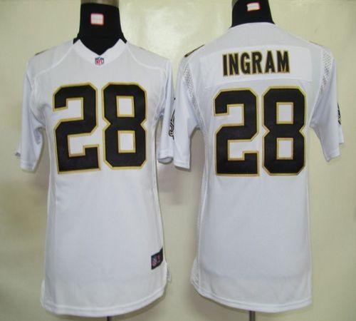 Jerseys Factory Cheap Nike Saints #28 Mark Ingram White Youth Em