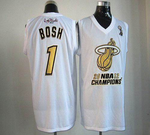 Jerseys Factory Cheap Heat #1 Chris Bosh White Majestic 2012 NBA
