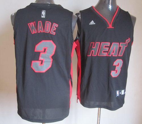 Jerseys Factory Cheap Heat #3 Dwyane Wade Black With Red & Black