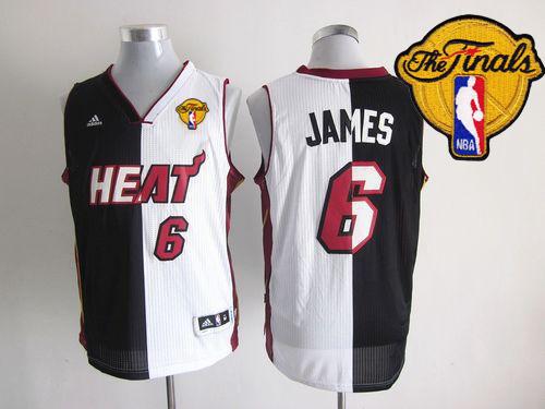 Jerseys Factory Cheap Heat #6 LeBron James Black/White Split Fas