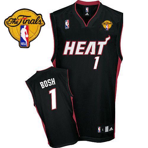 Jerseys Factory Cheap Heat Finals Patch #1 Chris Bosh Black Embr