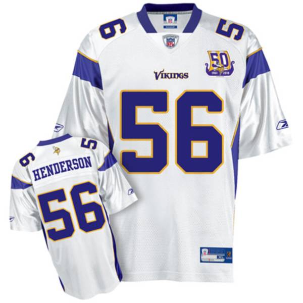 Jerseys Factory Cheap Vikings #56 E.J. Henderson White Team 50TH