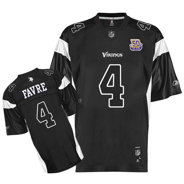 Jerseys Factory Cheap Vikings #4 Brett Favre Black Shadow Team 5