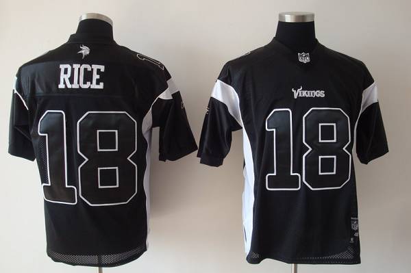 Jerseys Factory Cheap Vikings #18 Sidney Rice Black Shadow Stitc