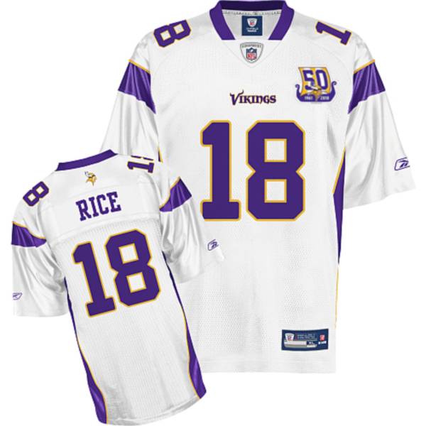 Jerseys Factory Cheap Vikings #18 Sidney Rice White Team 50TH Pa