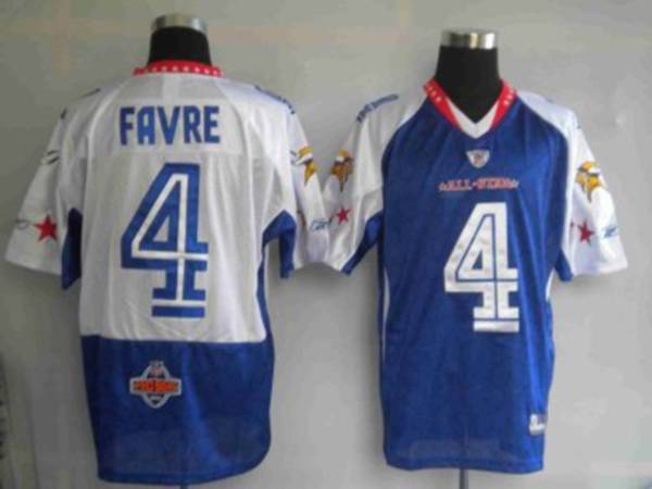 Jerseys Factory Cheap Vikings #4 Brett Favre 2010 Probowl Blue S