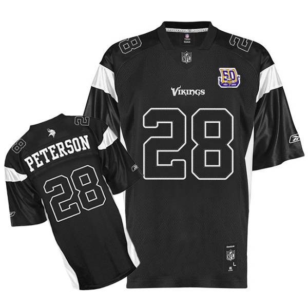 Jerseys Factory Cheap Vikings #28 Adrian Peterson Black Shadow T