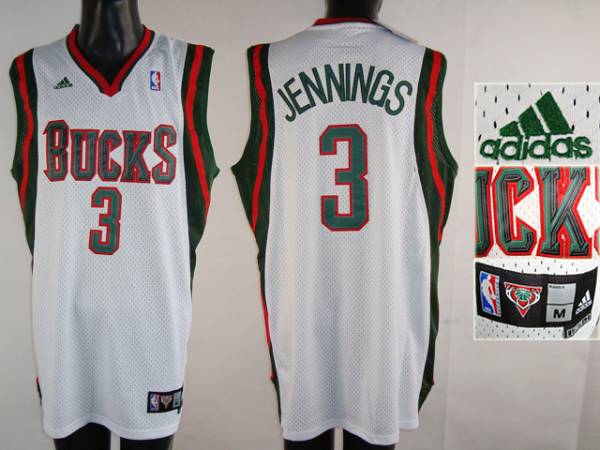 Jerseys Factory Cheap Bucks #3 Brandon Jennings Embroidered Whit