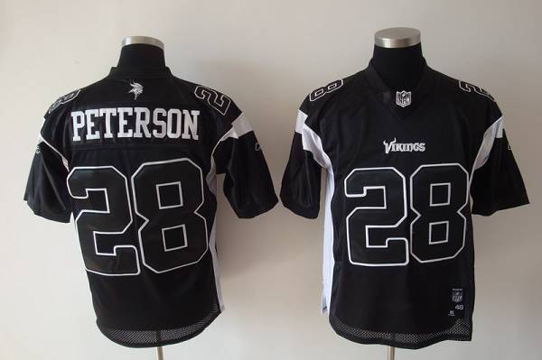 Jerseys Factory Cheap Vikings #28 Adrian Peterson Black Shadow S