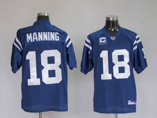 Jerseys Factory Cheap Colts #18 Peyton Manning Blue With C Patch