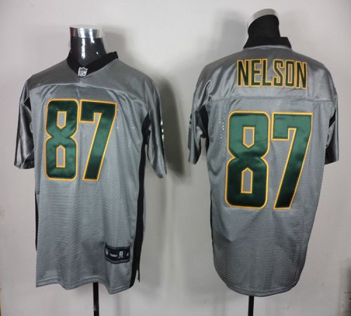 Jerseys Factory Cheap Packers #87 Jordy Nelson Grey Shadow Stitc