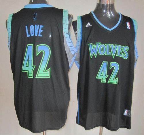 Jerseys Factory Cheap Timberwolves #42 Kevin Love Black Vibe Emb